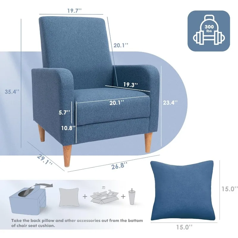 COLAMY Modern Upholstered Accent Chair Armchair with Pillow, Fabric Reading Living Room Side Chair,Single Sofa with Lounge Seat