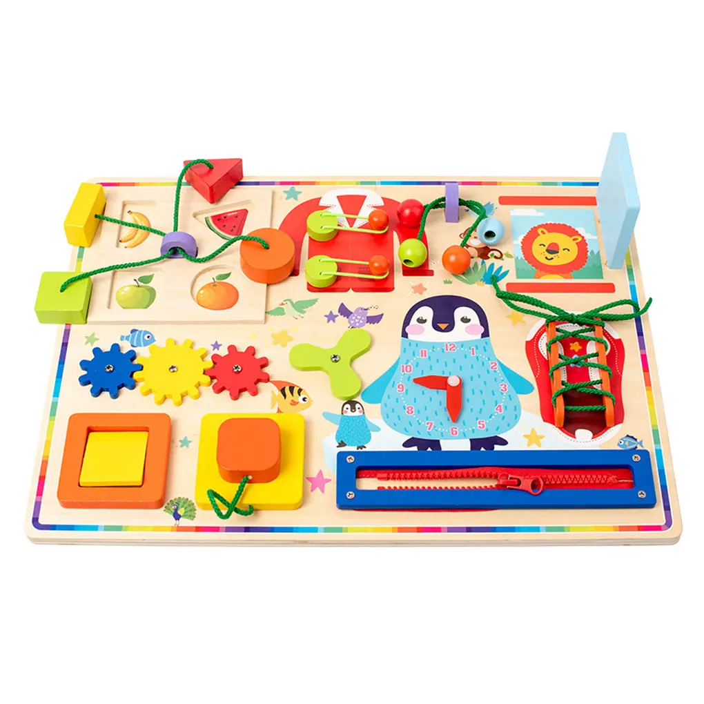 Montessoris Busy Board Fun Designs Easy-to-Open Zip Door Durable Materials Handle Is Convenient