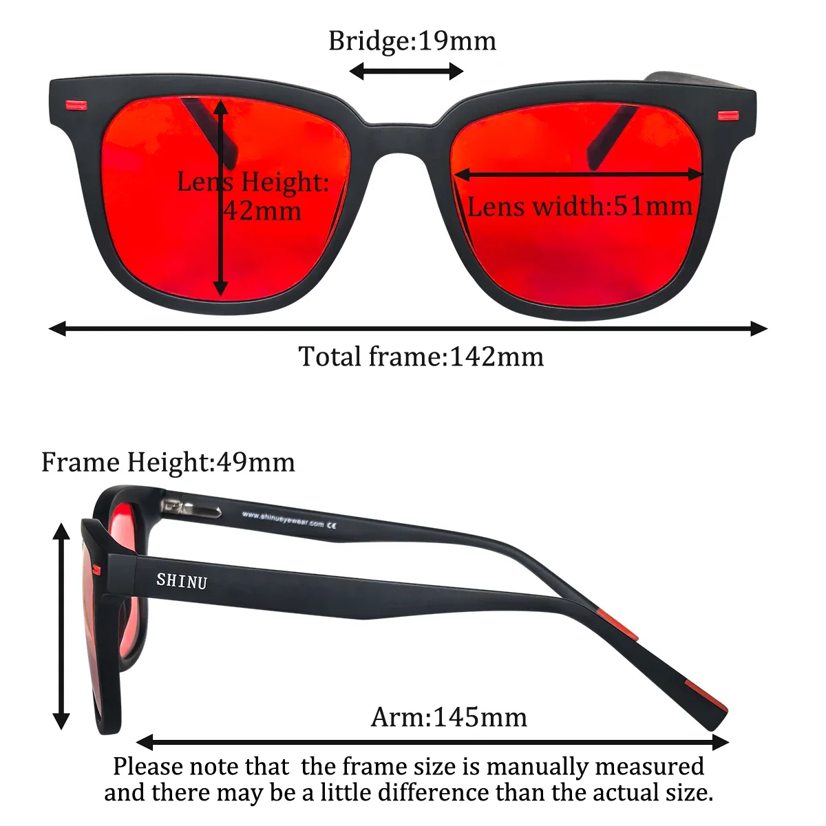 SHINU TR90 Rahmen Better Sleep Rote Gläser Brille Blaues blockierendes Licht Brille Computer Gaming – Detail 8