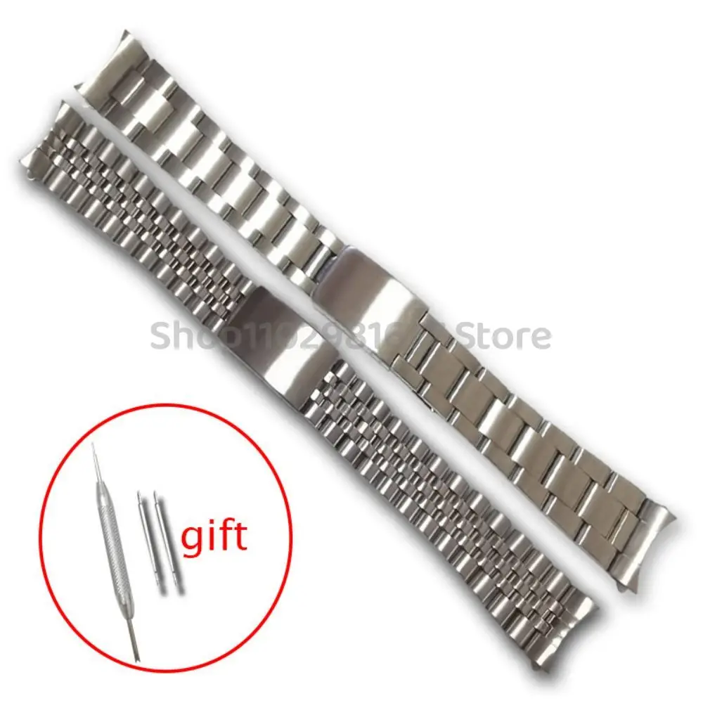 18mm 19mm 20mm Stianlee Steel Silver Jubilee Oyster Vintage Curved End Watch Strap Band Fit for ROX SKX Watch 5500 16013 12633