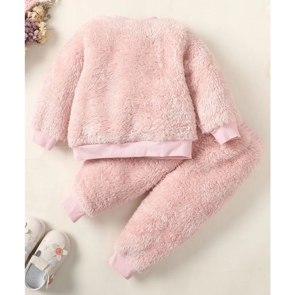 0-3 anni Set di vestiti per bambina carino orso o-collo Top a maniche lunghe + pantaloni spessi autunno inverno abbigliamento caldo vestito per