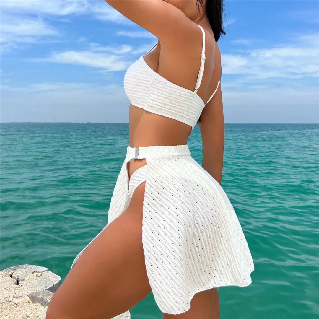 Sexy mit Rock, geraffter brasilianischer Bikini, Damen-Badebekleidung, dreiteiliges Bikini-Set, Badeanzug, Badebekleidung, Schwimmbekleidung V4710 – Detail 24