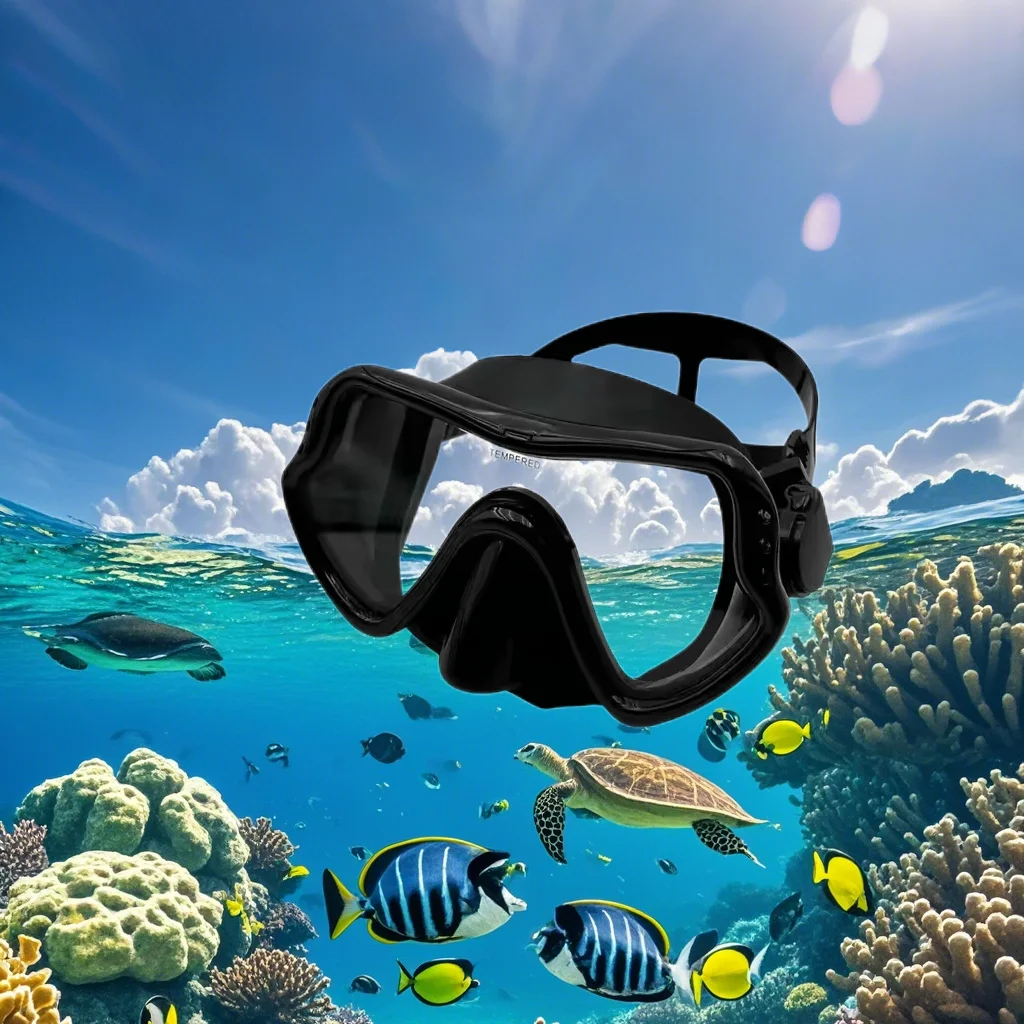 

Diving Mask Swimming Goggles Training Equipments Underwater Sport Masks Professional Swim Tempered Glass Big Frame