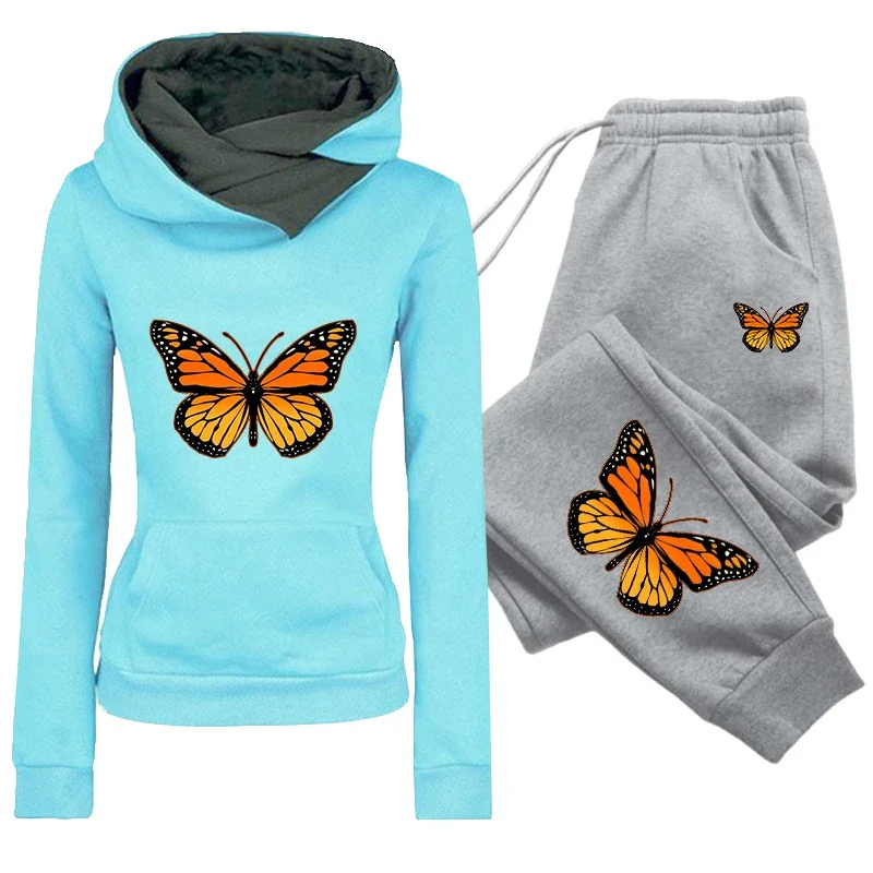 2026 Heart Print Tracksuit Hooded Sweatshirt Sweatpants Autumn Winter Female Daily Casual Sports Outfit Women's Set/Hoodie/Pants