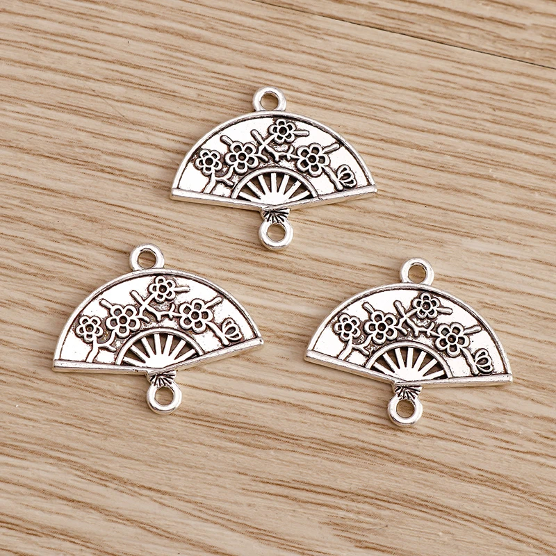 Tusember 20 Stück 14*15mm Metall-Doppelloch-Kirschblüten-Anhänger für Armbänder, Halsketten, DIY-Schmuckherstellungszubehör – Detail 6