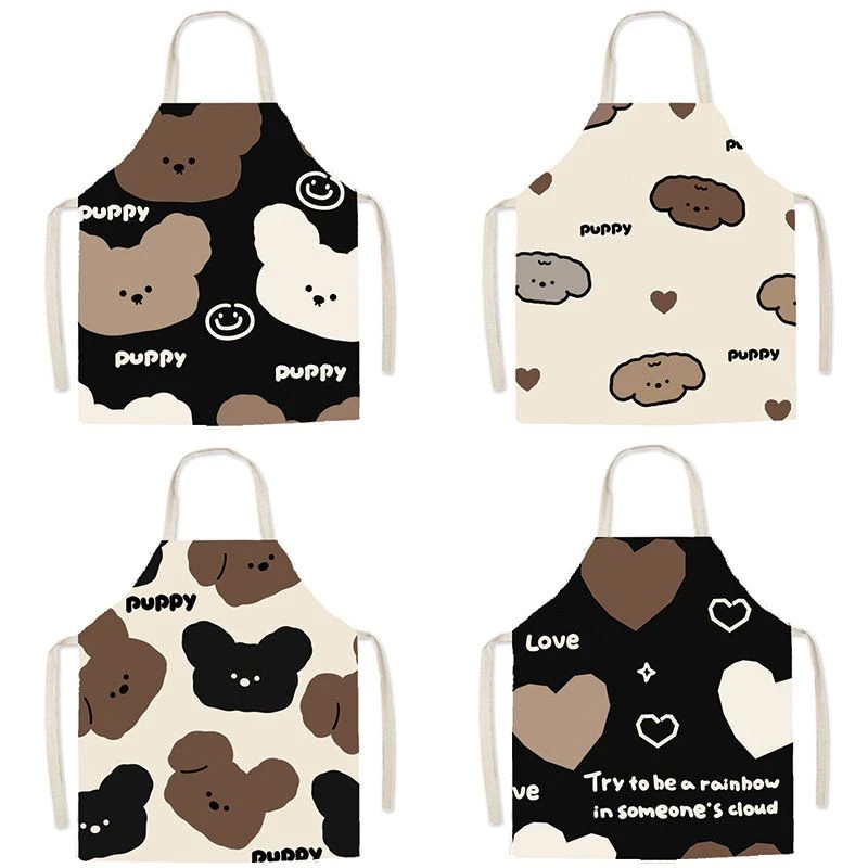 

Кухонный фартук с героями мультфильмов для взрослых, домашняя мода, милый щенок любви, мужская и женская рабочая одежда, пальто на талии