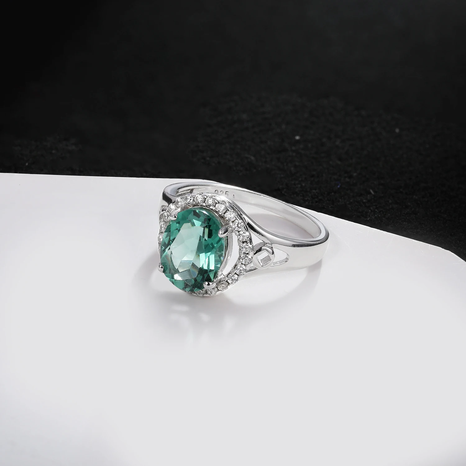 APIR 5A Cubic Zircon Ring for Women 925 Sterling Silver 7*9mm Glass Accent Openwork Band Party Daily Wear Elegant Jewelry