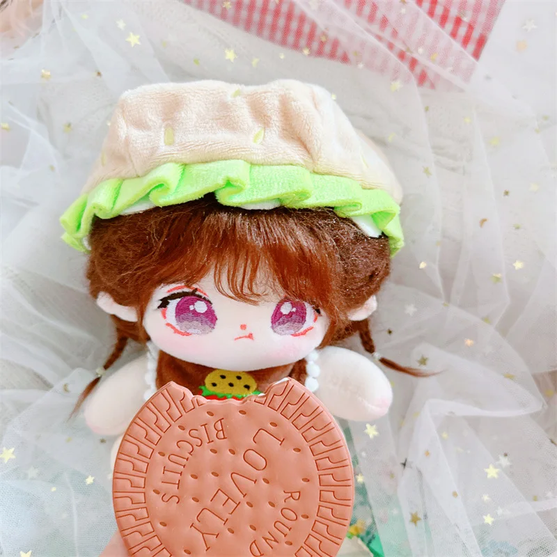 

20cm Kawaii Simulation Hamburg Set Plush Idol Doll Kawaii 3Pcs DIY Clothes Accessory Stuffed Customization Figure Doll Toys Gift