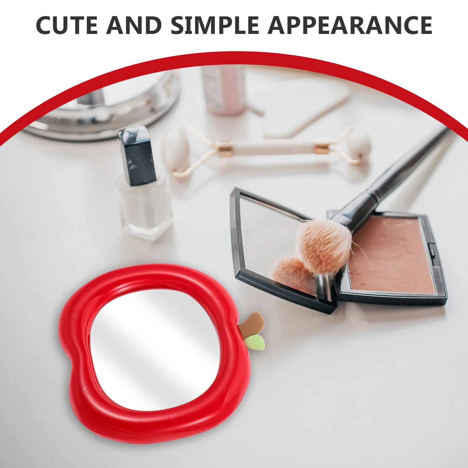 Small Desk Mirror Cute Portable Makeup Compact Adorable Stand for Women Girls Home Office Tabletop Decor Desk Mirror