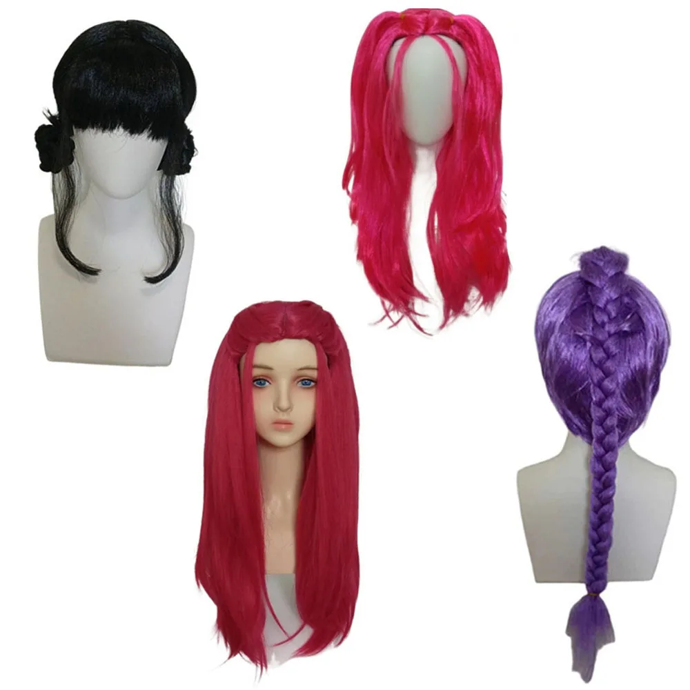 2025 película caliente Kpop niños niñas Cosplay peluca Mira Rumi Zoey Demon Hunters púrpura negro rojo pelo largo Halloween Cosplay Accesorios