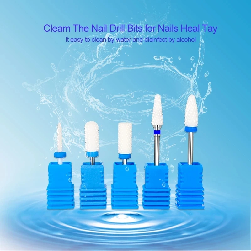 5 PCS/Set Ceramic Nail Drill Bits Electric Drill Machine Nail Cutter Bits Nails Accessories Tools For Manicure Pedicure Tools