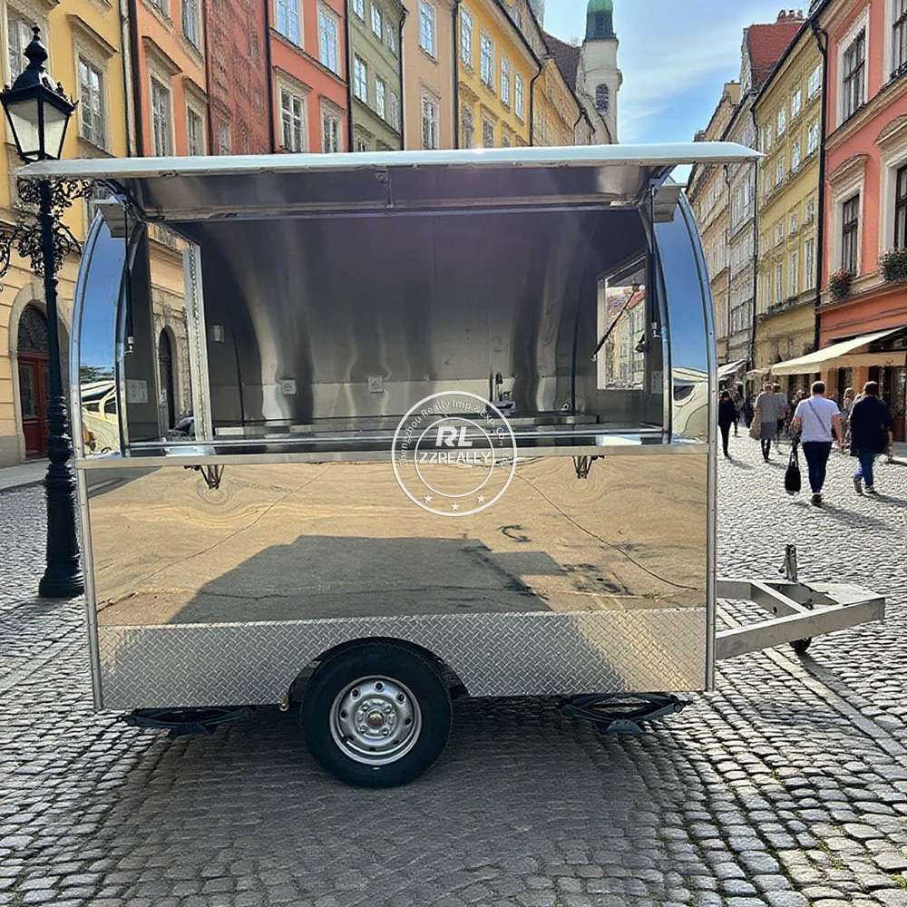 

Food Truck Trailer Mobile Cart Caravan Hamburger Shape Mobile Business Factory off road camper trailers