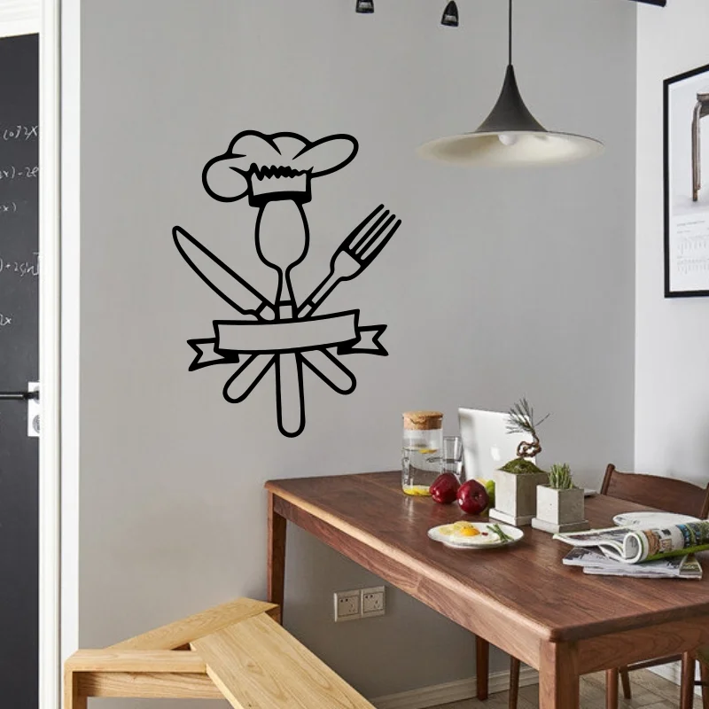 

1 pc kitchenwares Wall Stickers Decorative Sticker Home Decor fork Spoon knife Decor Wall Art MURAL Kitchen cook sticker #133