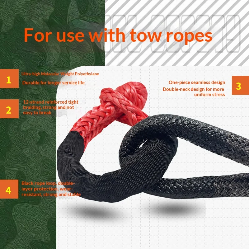 Correa de Remolque para Auto, Grillete Suave, Gancho de Remolque de Emergencia para Vehículo, Resistente al Desgaste, Herramienta de Rescate Duradera
