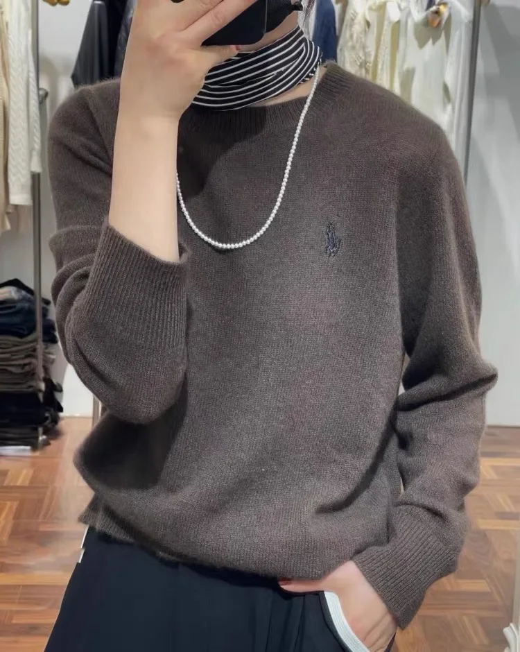 2024 Women\'s Fashion Spring and Autumn Cashmere Embroidered Pullover O-neck New Soft and Comfortable Casual Long Sleeve Embroide