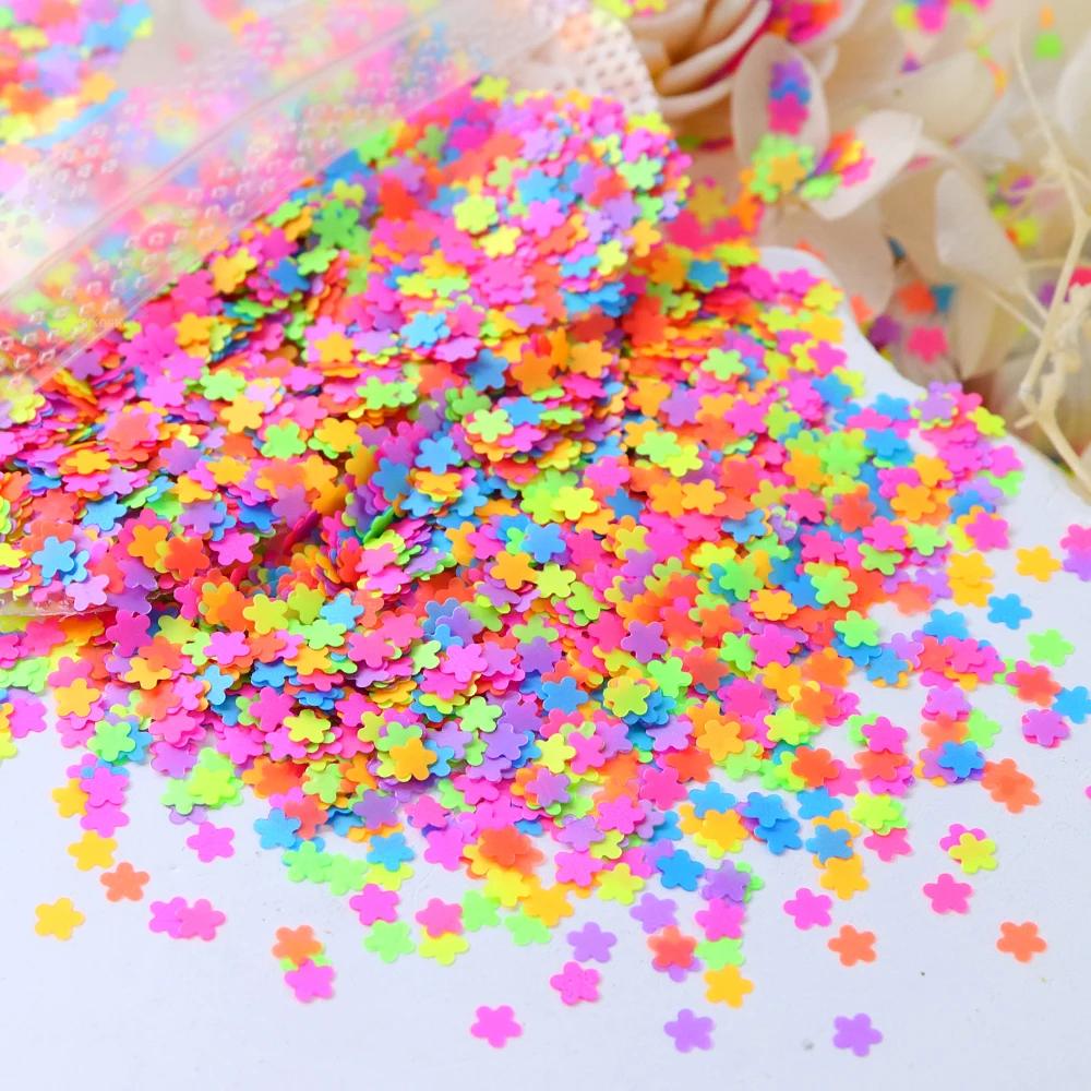 Fluorescent Kawaii Flower Sequins UV Silicone Mold Filling Multicolour Tiny Flowers Flakes DIY Jewelry Crafts Accessories Summer