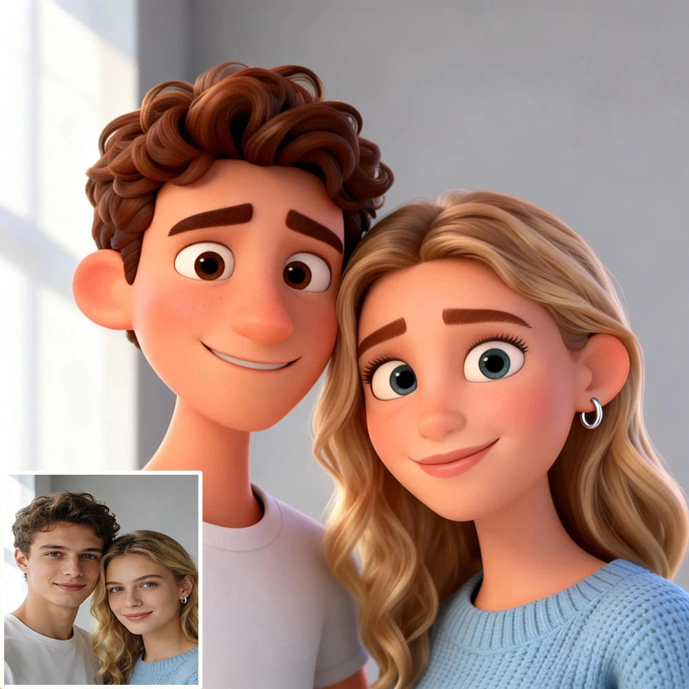 Benutzerdefiniertes Porträt im Cartoon-Stil aus dem Foto, personalisiertes Cartoon-Weihnachtsgeschenk für Paare, Familien, Kinder – einzigartiges Wandkunst-Poster