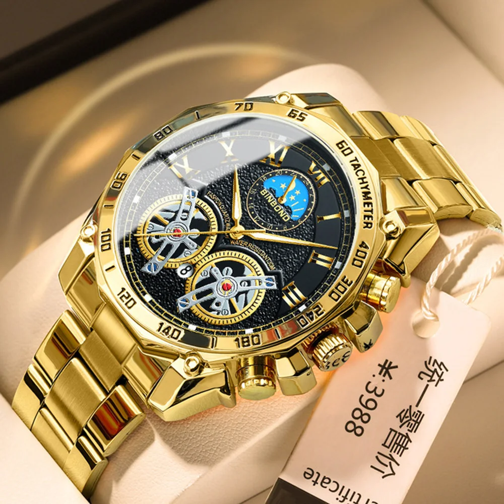 

2023 New Sports Watches For Men Top Brand Luxury Gold Stainless Steel Waterproof Luminous Fashion Wristwatch Relogio Masculino