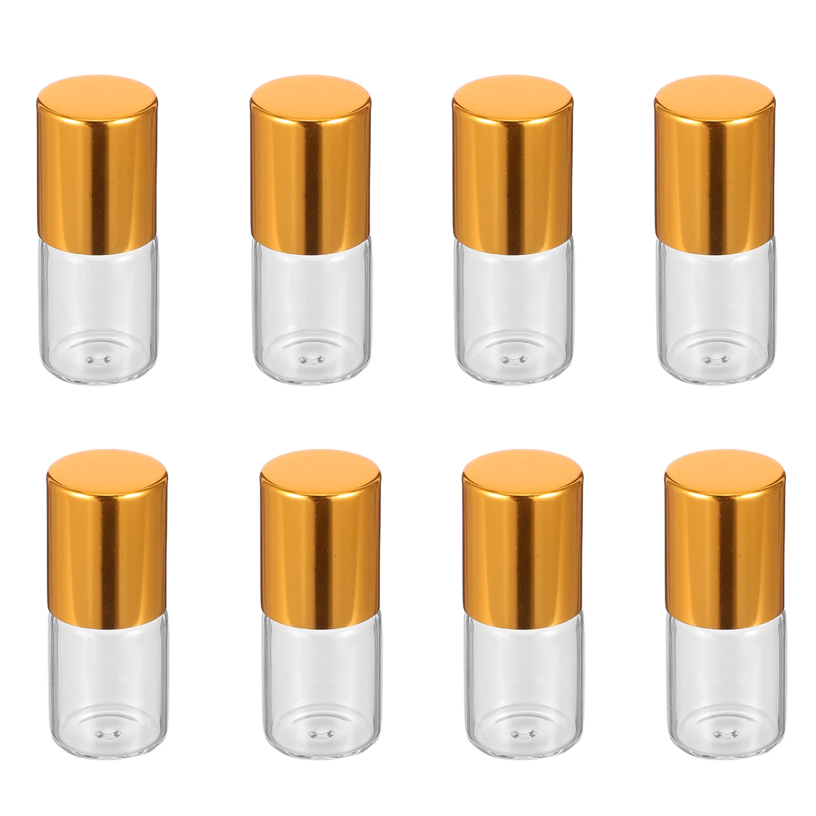 12 個の透明なガラスエッセンシャルオイルローラーボトル 2 ミリリットルトラベルサイズ空の詰め替え可能な香水容器ゴールドキャップロールオンフレグランス