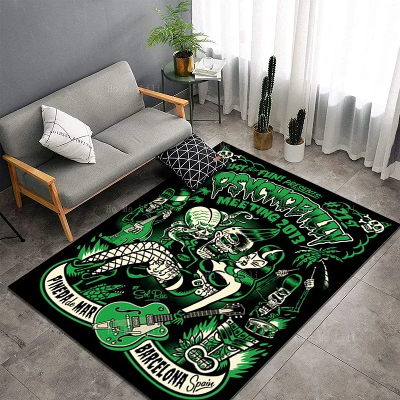 Green Background An Ugly Man Holding A Sexy Woman Rockcountry Non Slip Flannel Carpet By Ho MeLili For Home Decoration