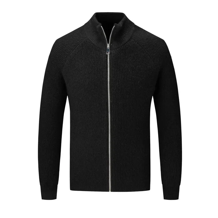 Camisola cardigan masculino outono e inverno versão coreana fino ajuste manga comprida estilo zíper jaqueta de malha grossa para homem