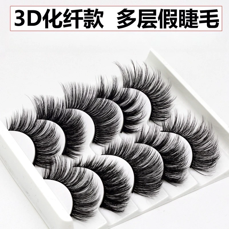 5ペア 3Dミンクまつげ ナチュラル ソフト フルシック ブラック ふわふわ ハンドメイド まつげエクステ風つけまつげ メイクアップ