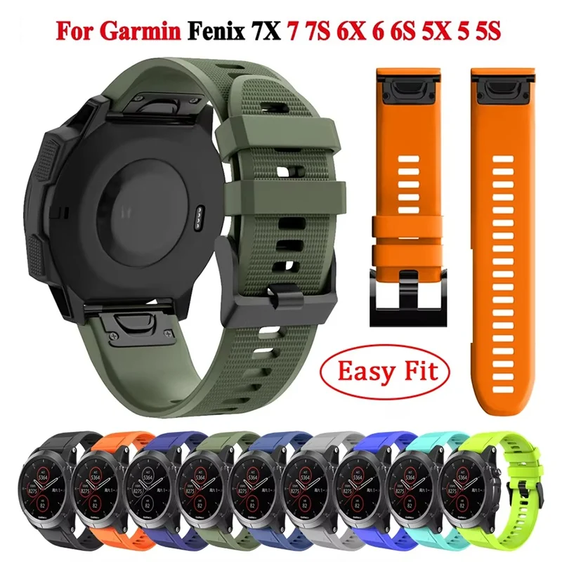 Correa de reloj de liberación rápida de 20mm, 22mm y 26mm para Garmin Fenix 7S 7 7X 6S 6 6X Pro 5S 5 5X Plus 3 3HR, repuesto de silicona