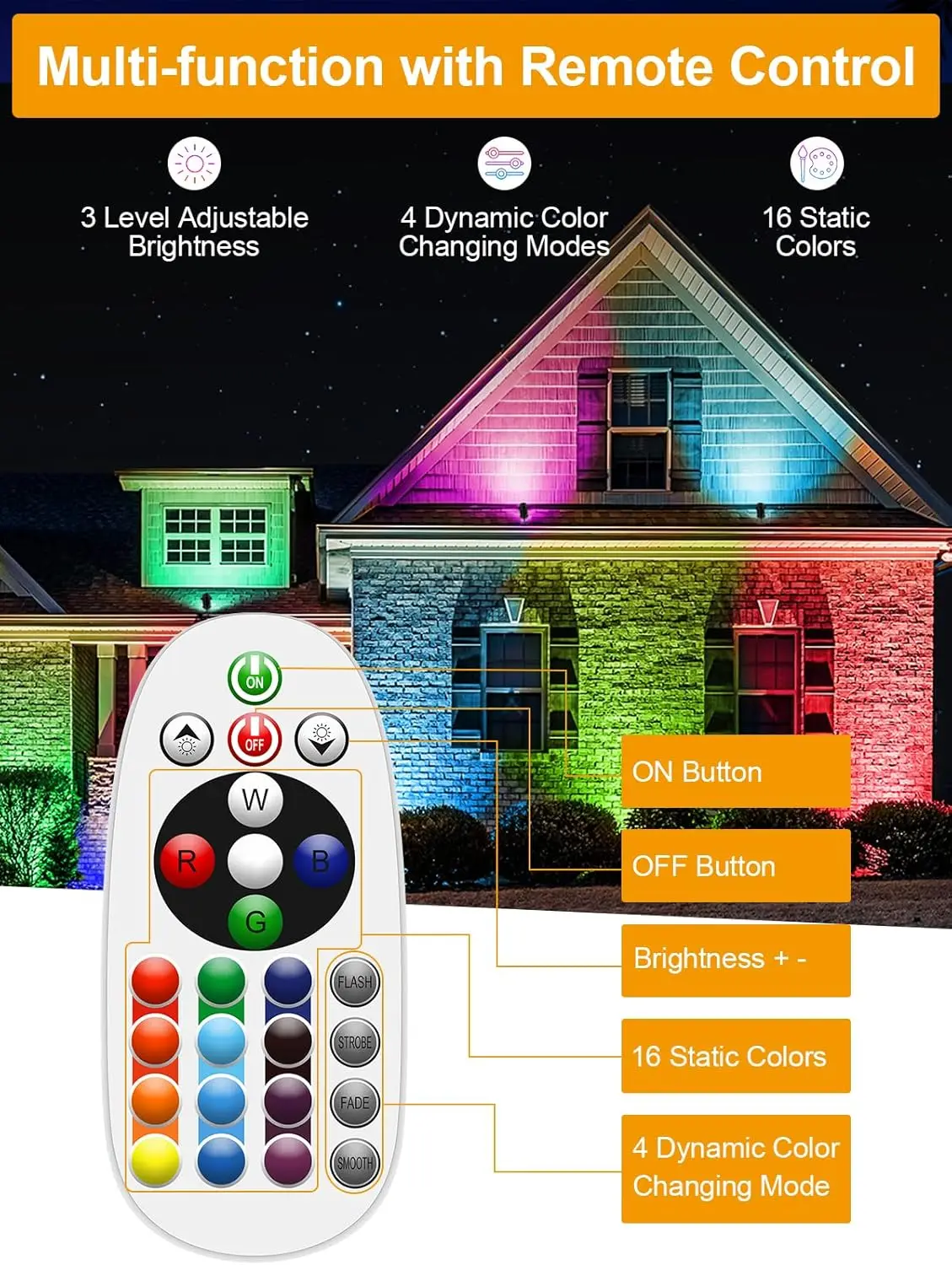 Niskonapięciowe oświetlenie krajobrazu RGB, oświetlenie krajobrazu LED zmieniające kolor, wodoodporny reflektor zewnętrzny IP66, 12V 24V Christmas De