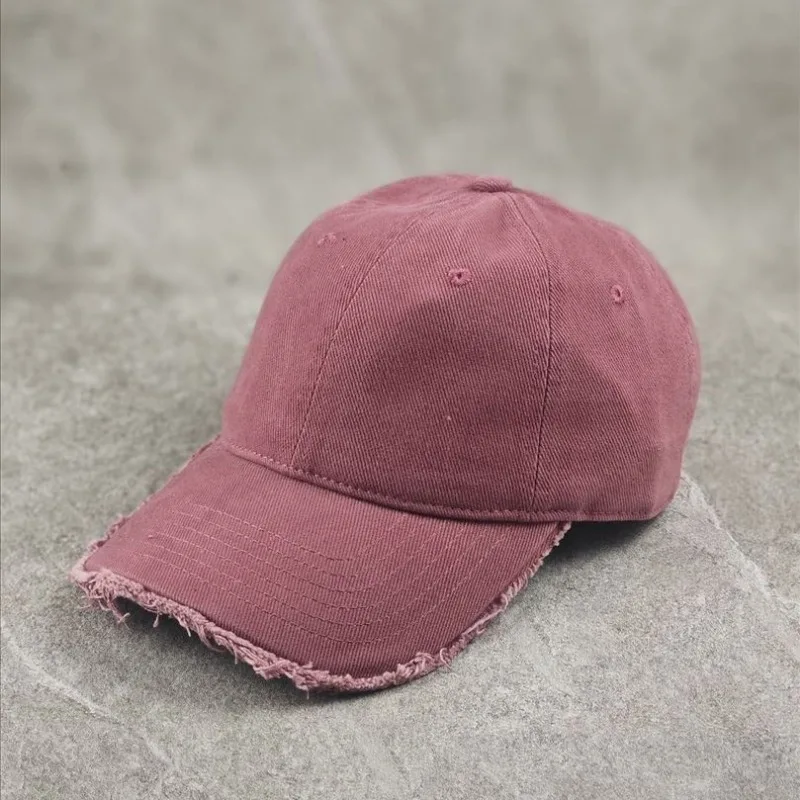 Women's Summer Raw Edge Solid Baseball Cap Simple Pink Sun Hat Slim Face