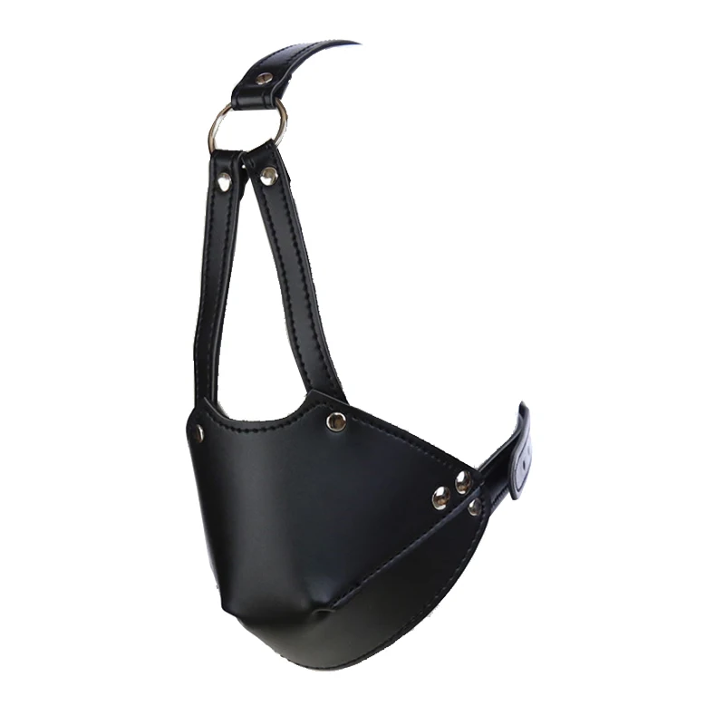 SM Leather Hood Mask BDSM Bondage Harness Gag Muzzle Mask With Ball Mouth Gag Fetish Erotic Slave Restraint Sex Toys For Couples view 6