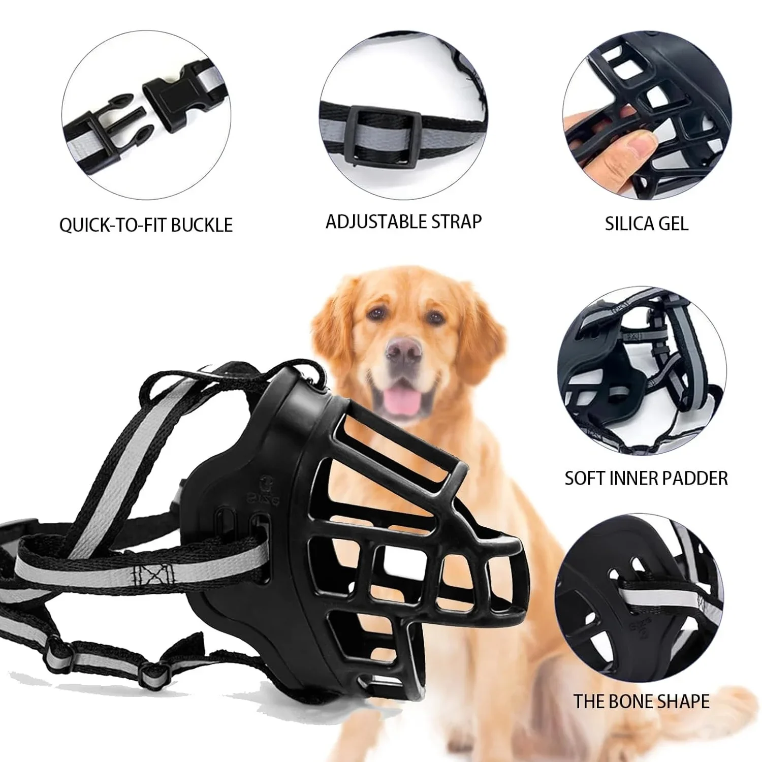 Dog Muzzle, Basket Muzzle for Biting, Chewing and Scavenging, Cage Humane Mouth Cover, Perfect for Grooming and Training Large