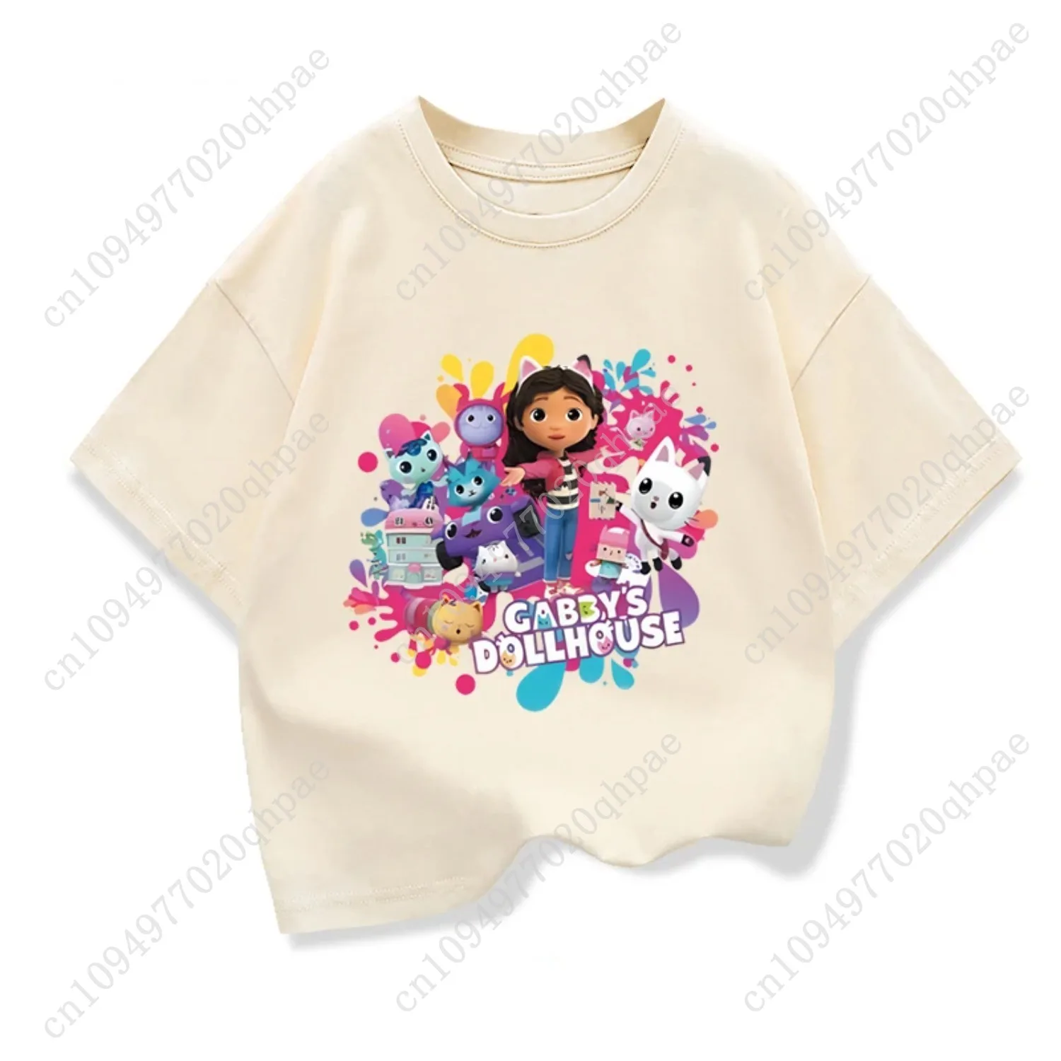 Camiseta de verano para niñas, camisetas de manga corta, camiseta de casa de muñecas Kawaii Gabbys para niñas, camisetas de gatos Gabby, ropa para niños