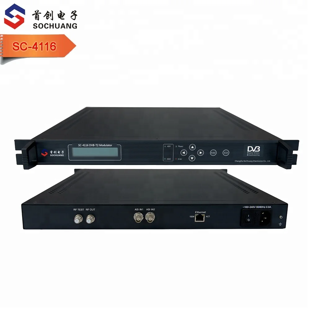 COFDM Terrestrial Dvb-t2 Modulator for Wireless Digital Tv System (ASI/IP IN,dvb-t r f Out)