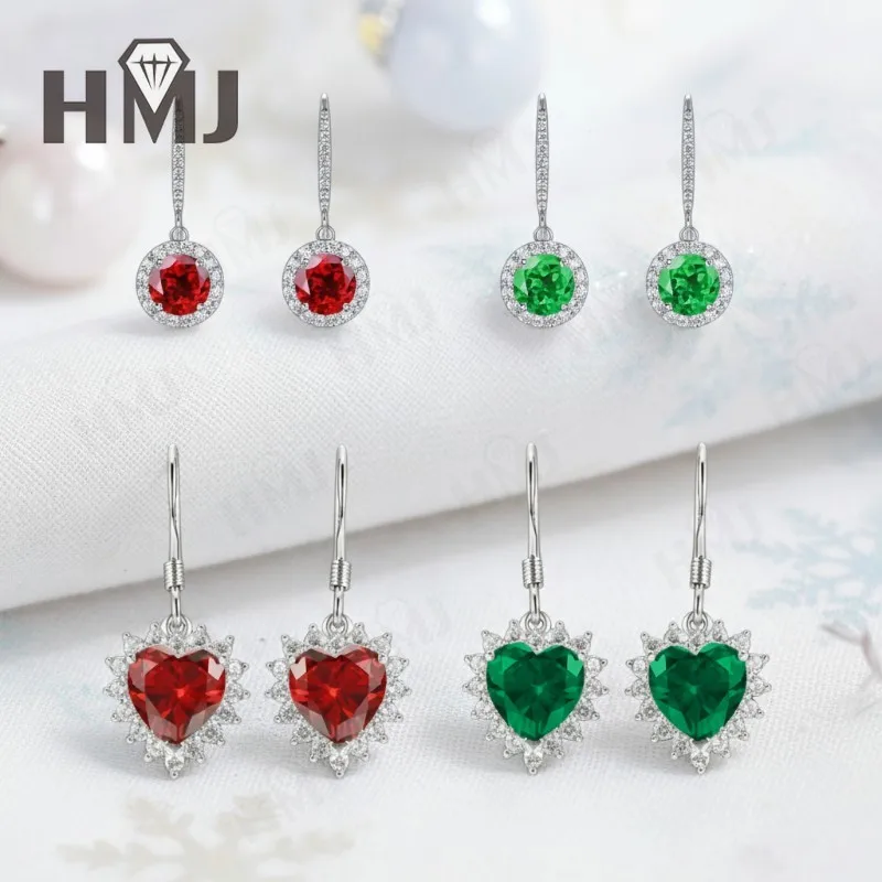 

Круглые серьги в форме сердца 2,4-5,5 карата, выращенный в лаборатории драгоценный камень, рубин, Колумбия, S925, длинные серьги-гвоздики для женщин, подарок на День Благодарения, Рождественскую вечеринку