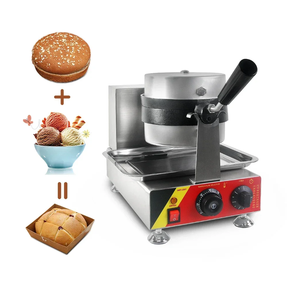 Sorvete hambúrguer fabricante hambúrguer gelato panini imprensa máquina waffle máquina de cozimento semlor paczki krapfen padeiro recheado hambúrguer