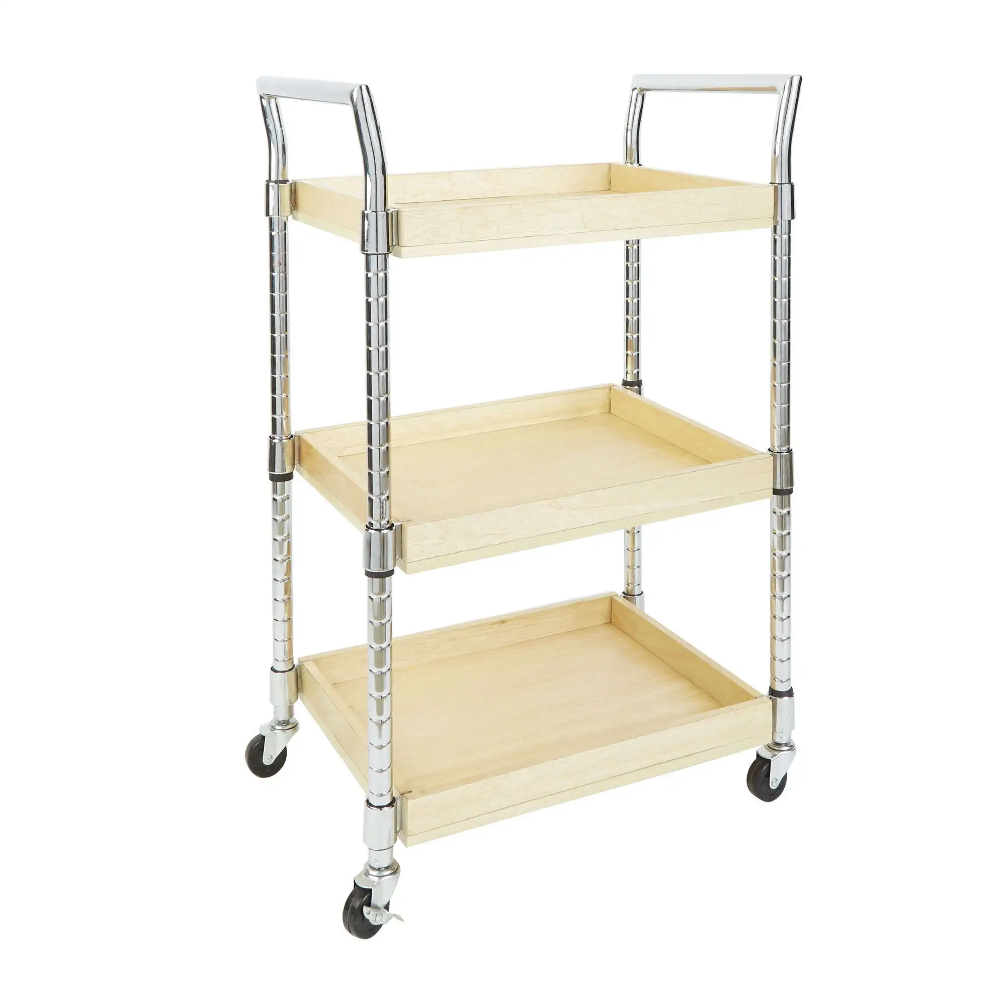 

Multi-Purpose Wood Cart, Natural Finish with Chrome Handles