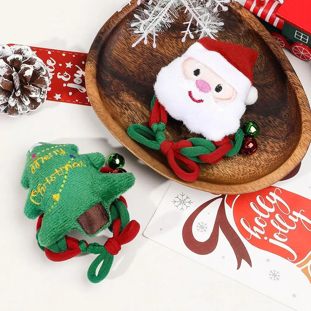 

Christmas Hair Accessories Santa Claus Braided Hair Tie High Elastic Rubber Band Hair Ring Elk Santa Weaving Hair Scrunchies