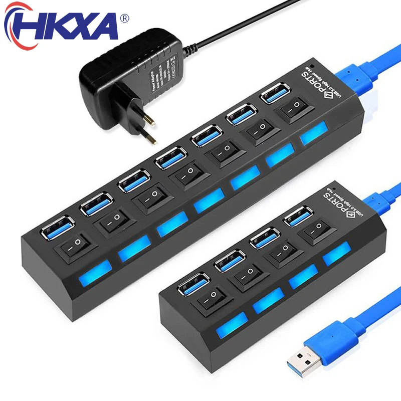 USB Hub 3.0 USB 3 0 Hub Multi USB Splitter 3 Hab Use Power Adapter Multiple Expander 3.0 Hub With Switch for Laptop Accessoriess