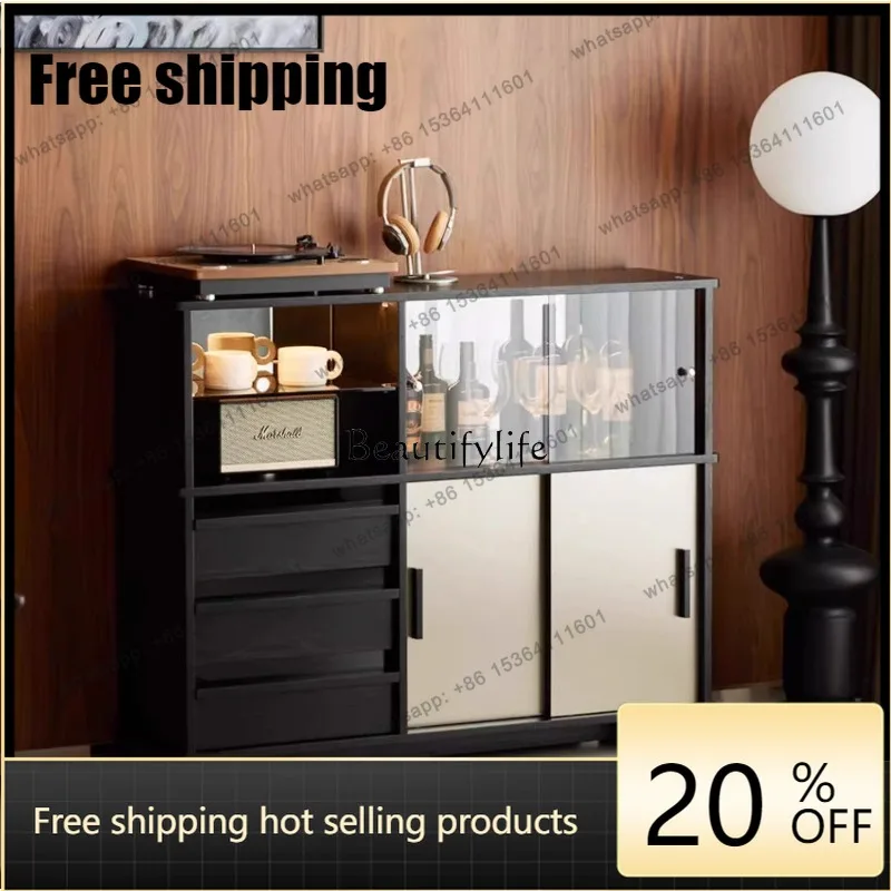 JJ Light Luxury Modern Solid Wood Dining Side Cabinet, Simple Living Room Against The Wall Storage Locker