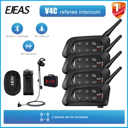 4Pcs EJEAS V4C Plus Referee Intercom Headset For 4 Referees 1500M Bluetooth Full Duplex Communication Footabll Soccer