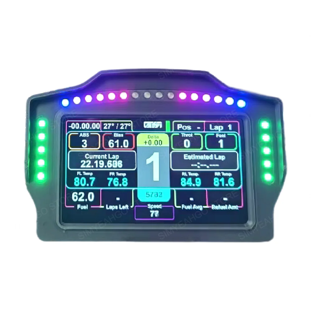 لعبة الكمبيوتر Simracing 7 بوصة لوحة القيادة متعددة الوظائف عرض سرعة الأداة لملحقات FANATEC Simagic MOZA Logitech G29