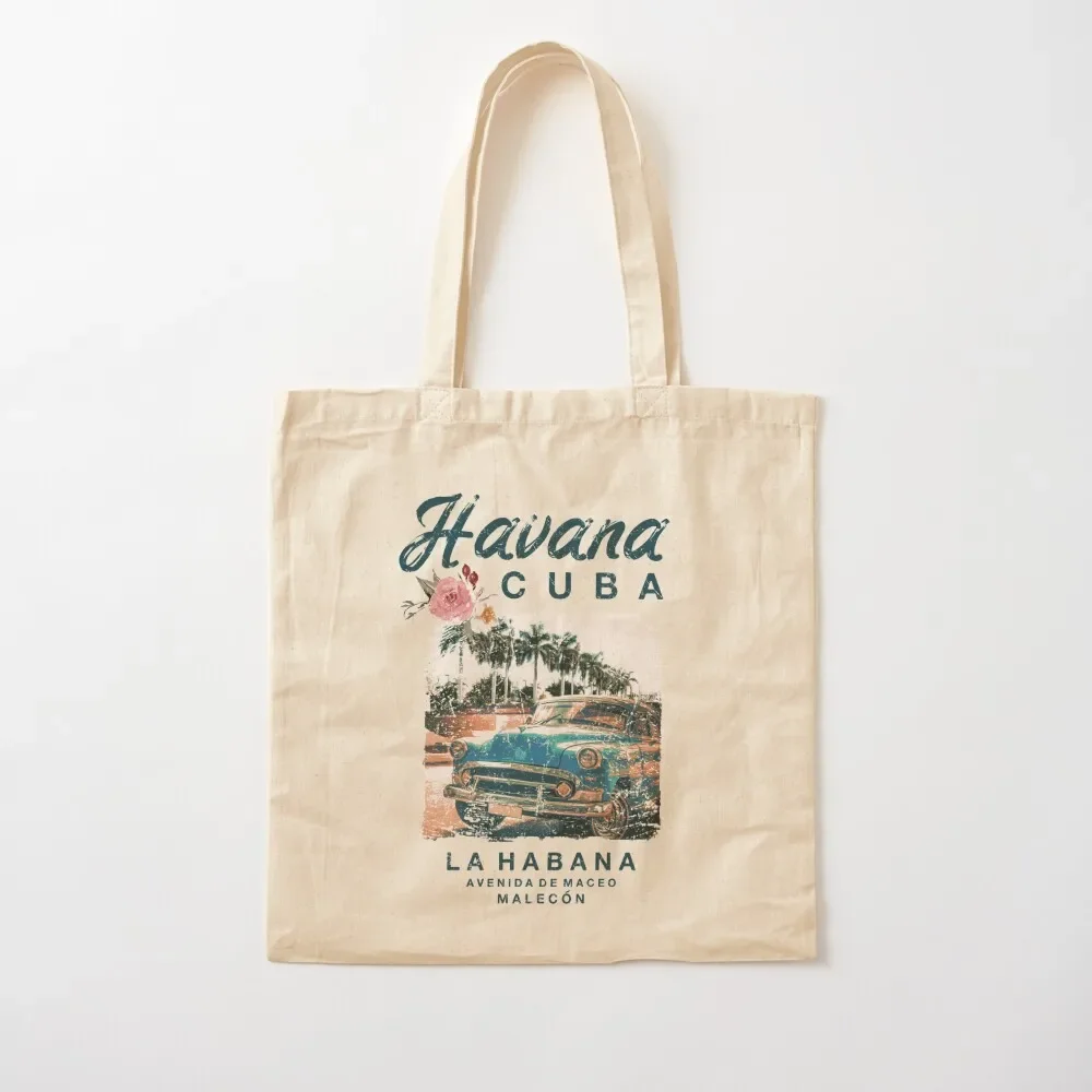 

CUBA Havana Classic Car La Habana Vintage Cuban Tote Bag bag for beach eco bag folding