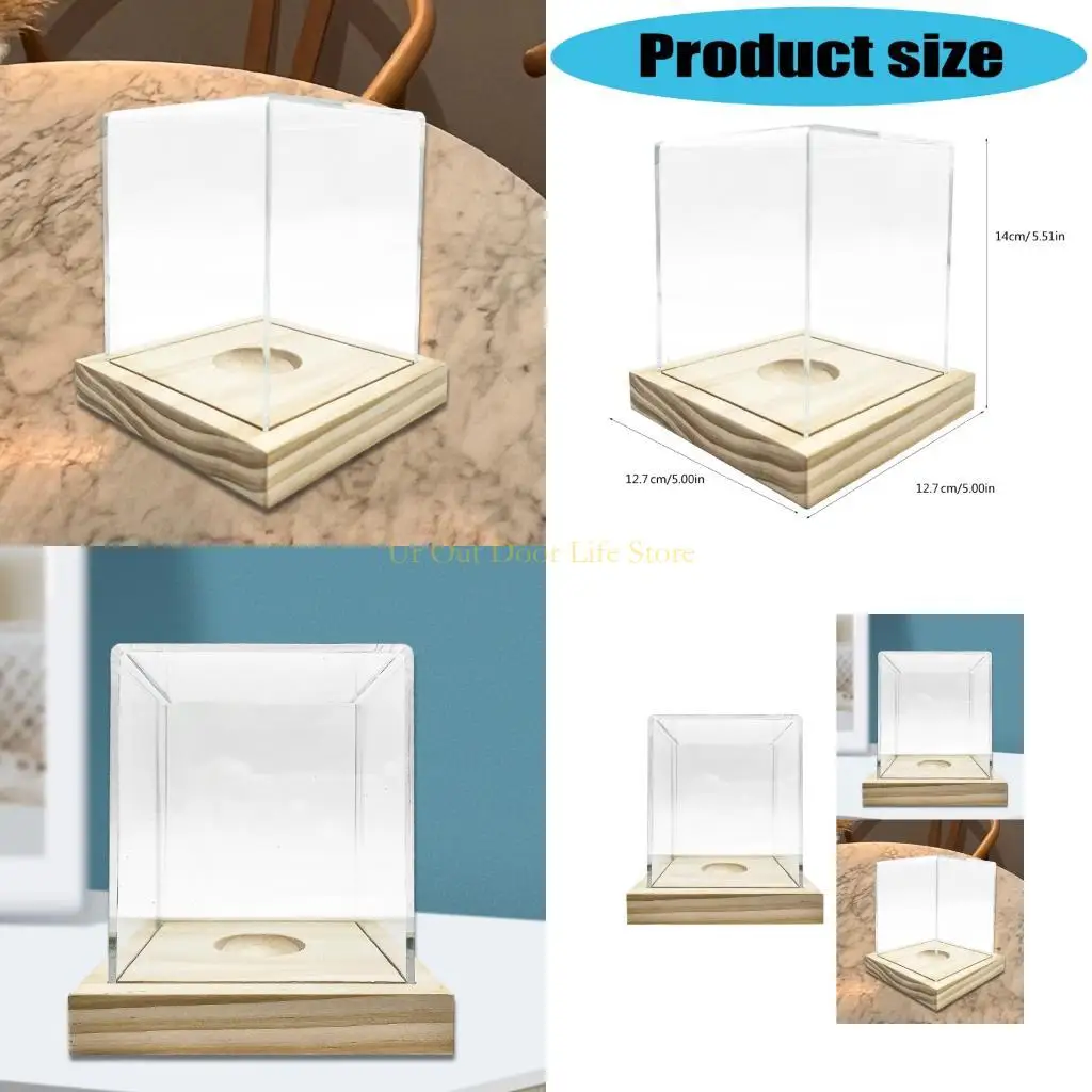 

77UF Clear Acrylic Baseball Display Case With Wooden Base Dustproof Storage Box For Softball Collection And Home Decoration