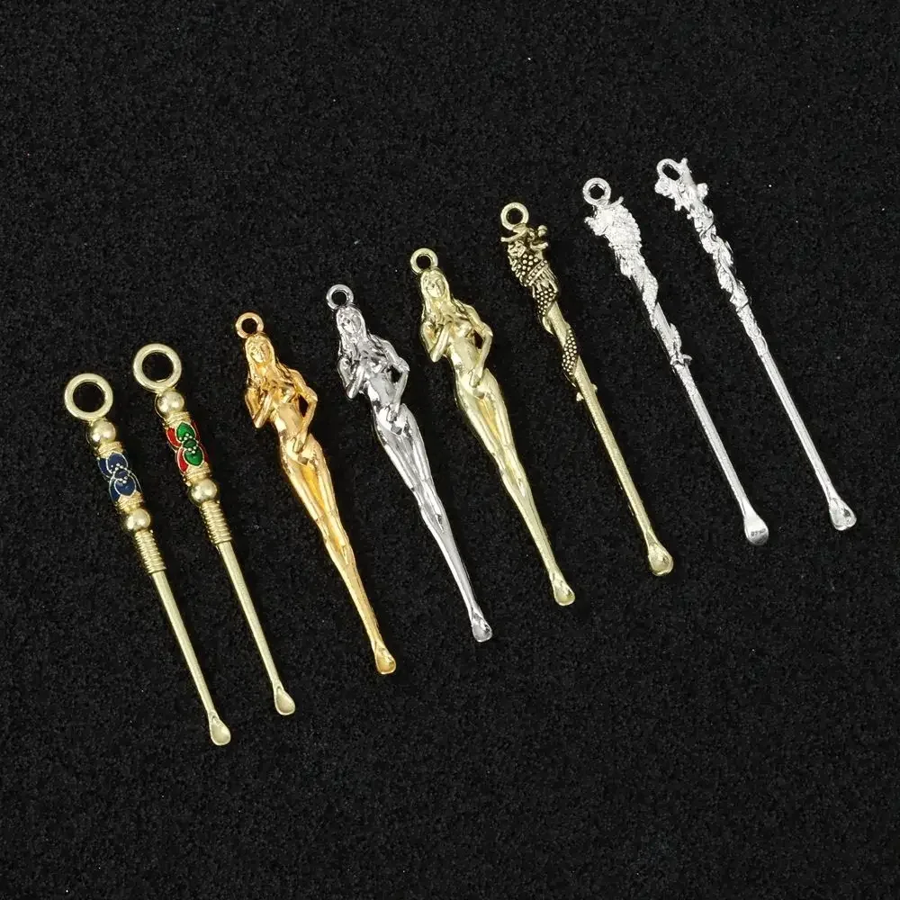 Limpiador De Oídos Ear Spoons Retro Brass Carving Dragon Ear Pick Cleaning Tool 귀이개 Ear Wax Remover Curette Keychain Pendants