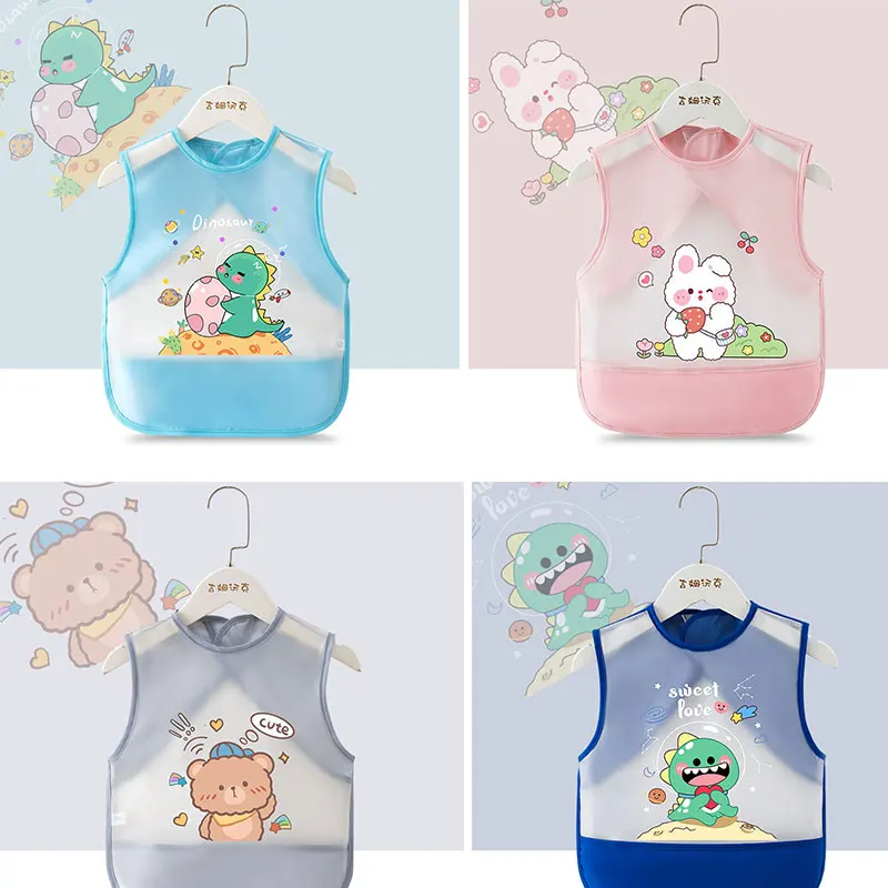 

0-4Year Kids Apron TPU Waterproof Baby Sleeveless Bibs Cute Cartoon Print Children Saliva Towel Boys Girls Feeding Burp Cloths