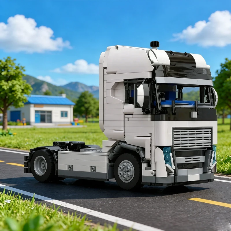 Transport Truck MOC-121673 Classic Truck Front Semi-Trailer Model Blocks 1356 Pieces Building Blocks Toy, Christmas Gift