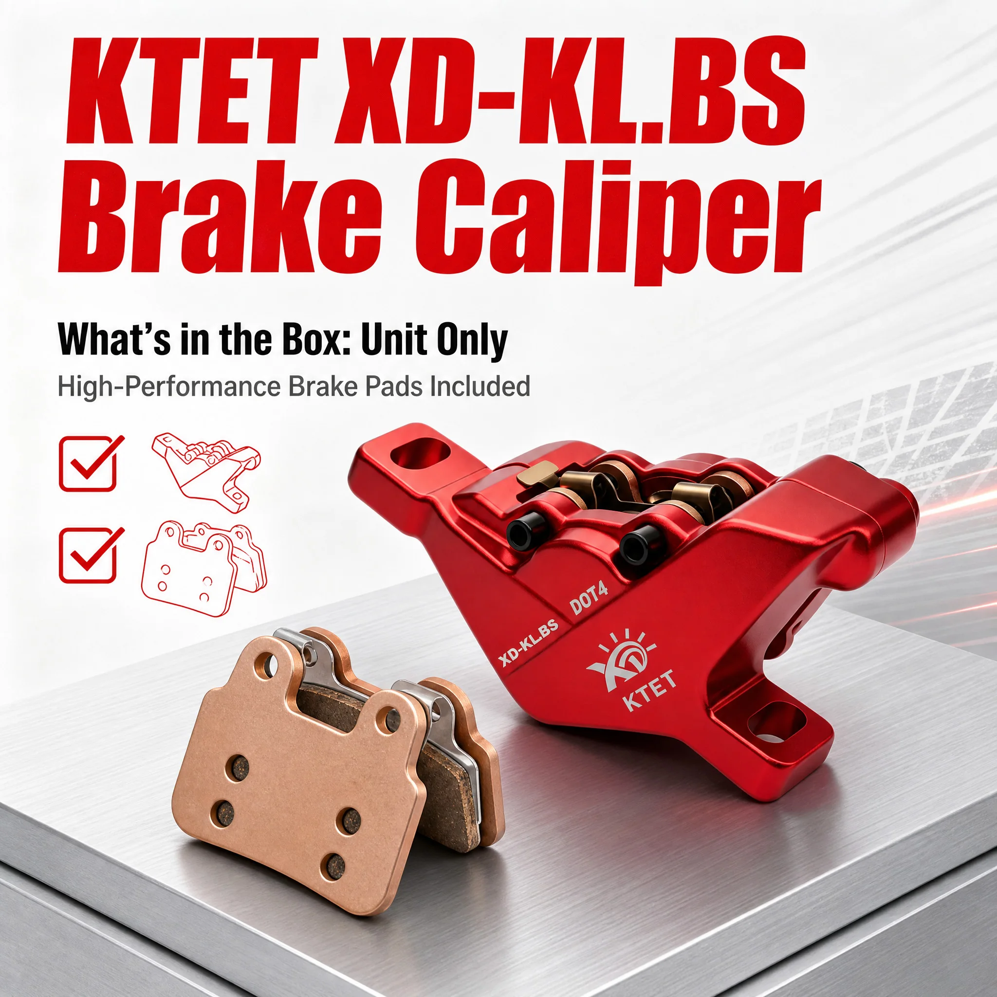 KTET XD-KL.BS 2-Kolben-Hydraulik-Scheibenbremssattel Ersatz für E-Bike, E-Moto, E-Scooter, Hochleistungs-Bremssystem – Detail 1