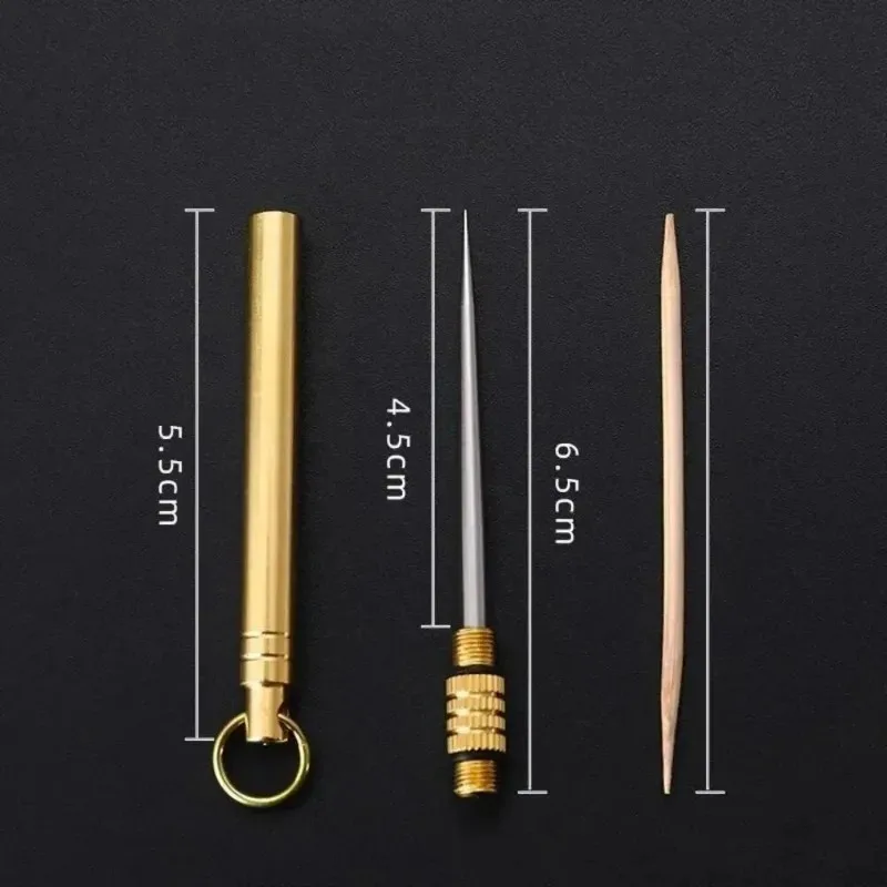 Fork Camping Tool Toothpick Tube Stronger Than Dental Floss 1PC Titanium Outdoor FruitPortable Multifunctional Toothpick Bottle