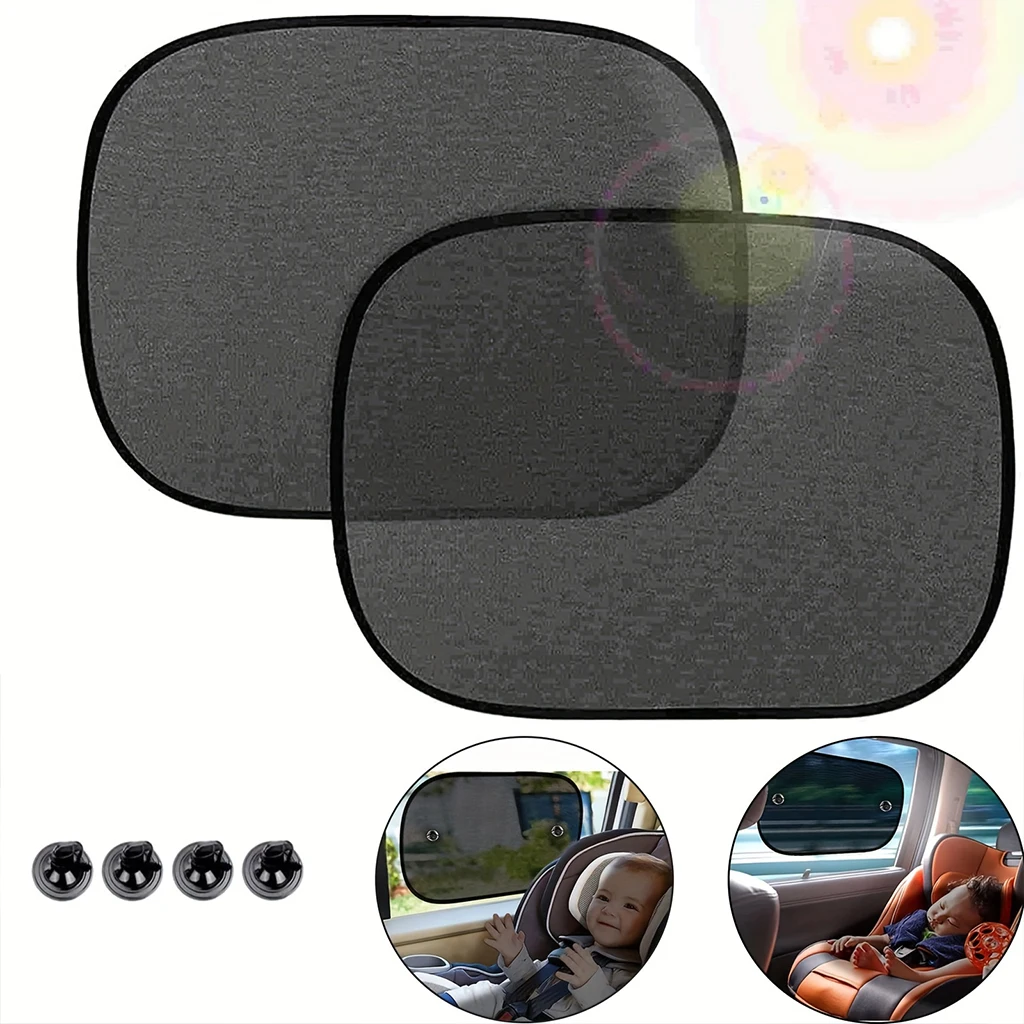 Protetor Solar Blackout para Janela de Carro, Kit com 2 Unidades e Ventosas Fortes para Crianças