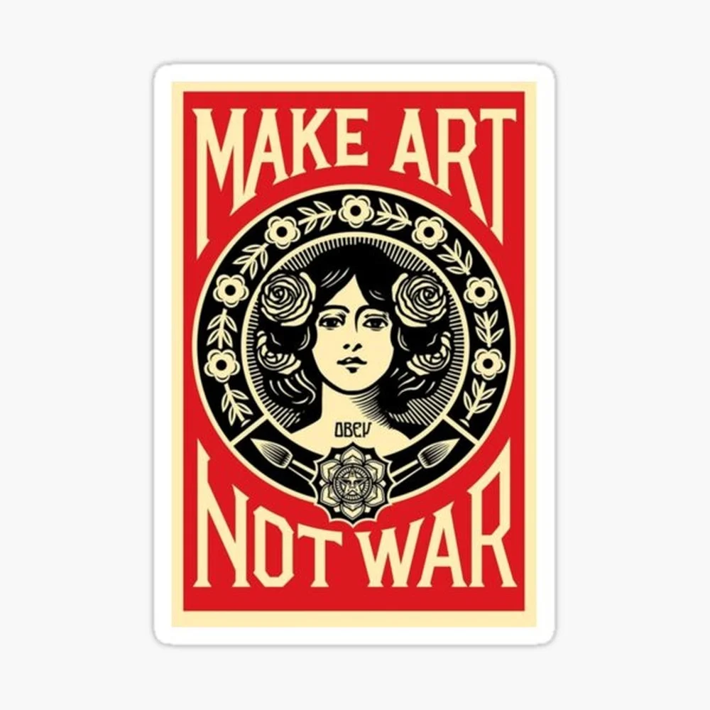 

Make Art Not War Sticker for Laptop Decor Bedroom Car Cute Cartoon Art Fashionable Public Suitcase